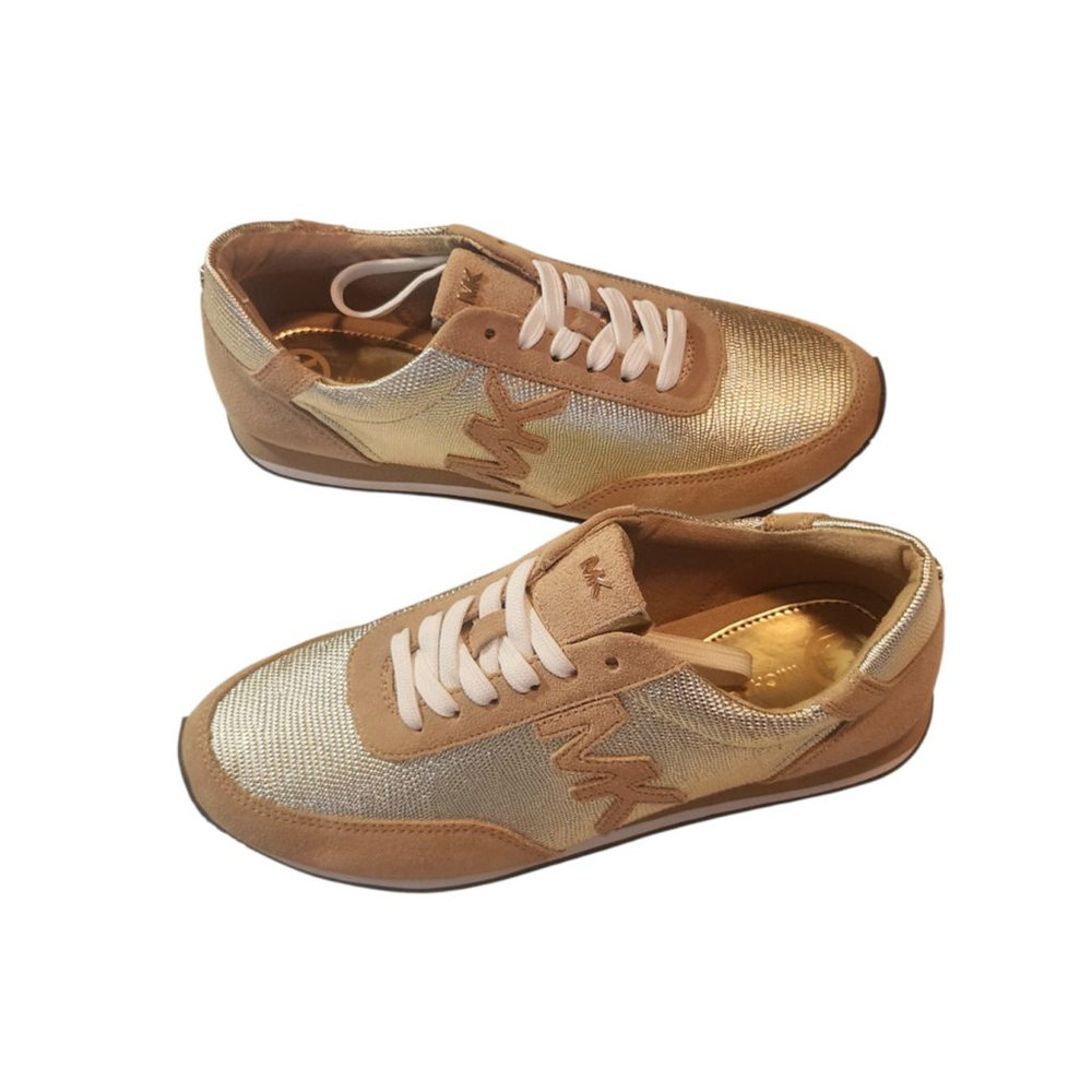 Women's Michael Kors Stanton Gold Beige Trainer Sneakers Size 7.5 NEW